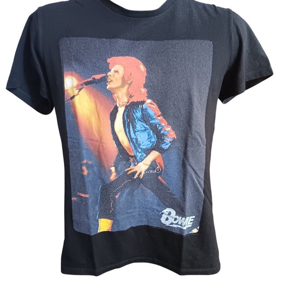 David Bowie Medium T-shirt Ziggy Strdust Graphic Tee Black Short Sleeve M Rock - Picture 2 of 3